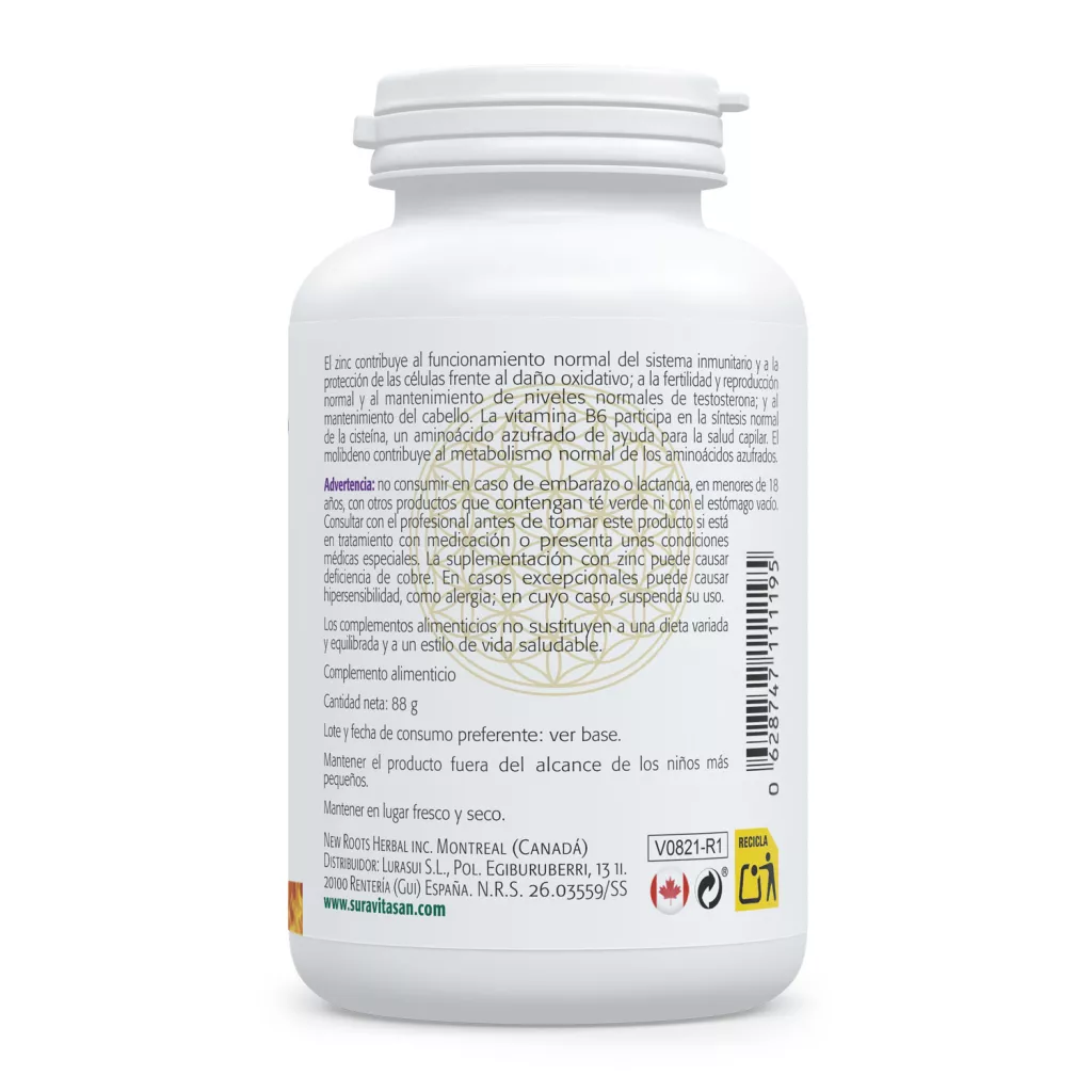 Envase de Ultra Zinc 25 mg zinc quelado Sura Vitasan