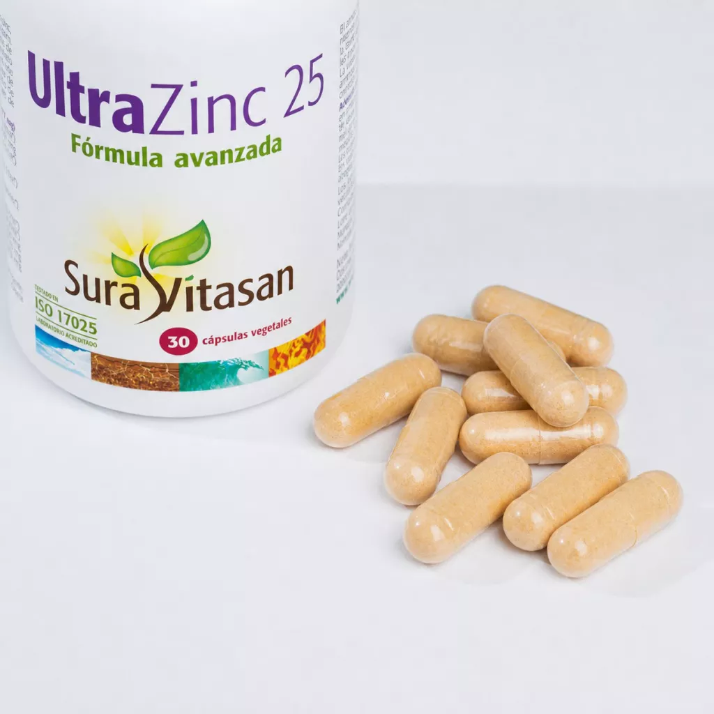 Envase de Ultra Zinc 25 mg zinc quelado Sura Vitasan