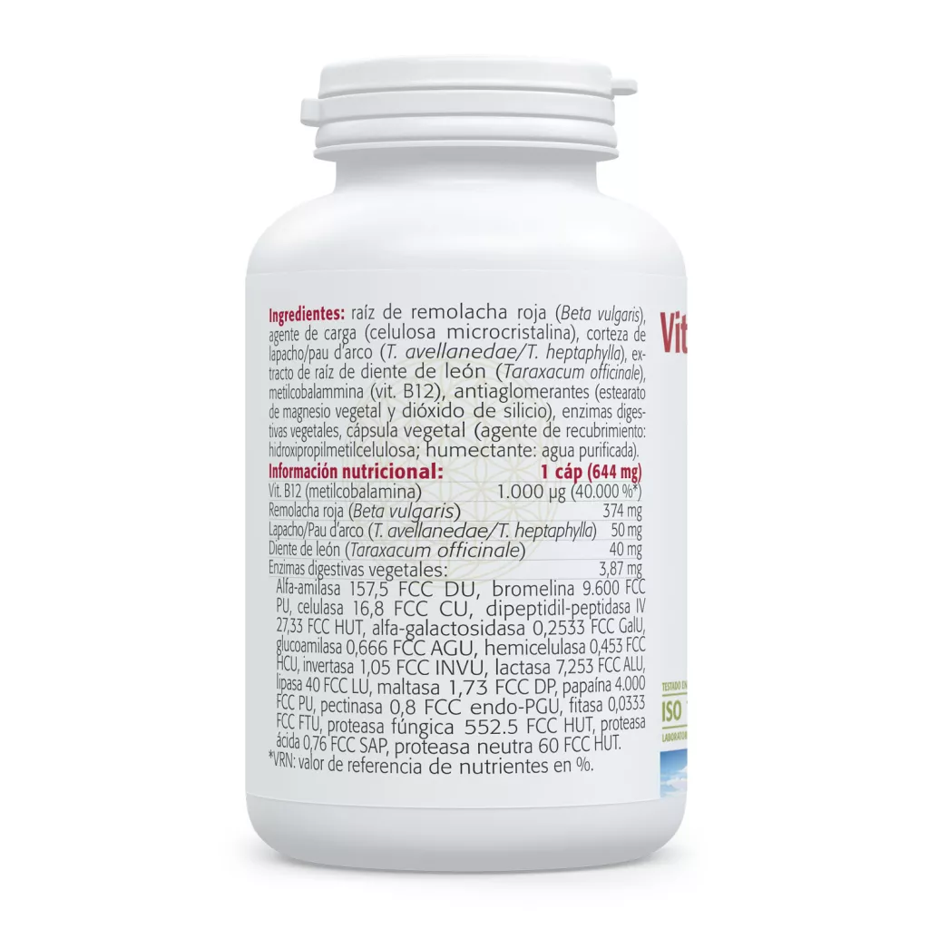 Envase de Vitamina B12 500 microgramos metilcobalamina Sura Vitasan