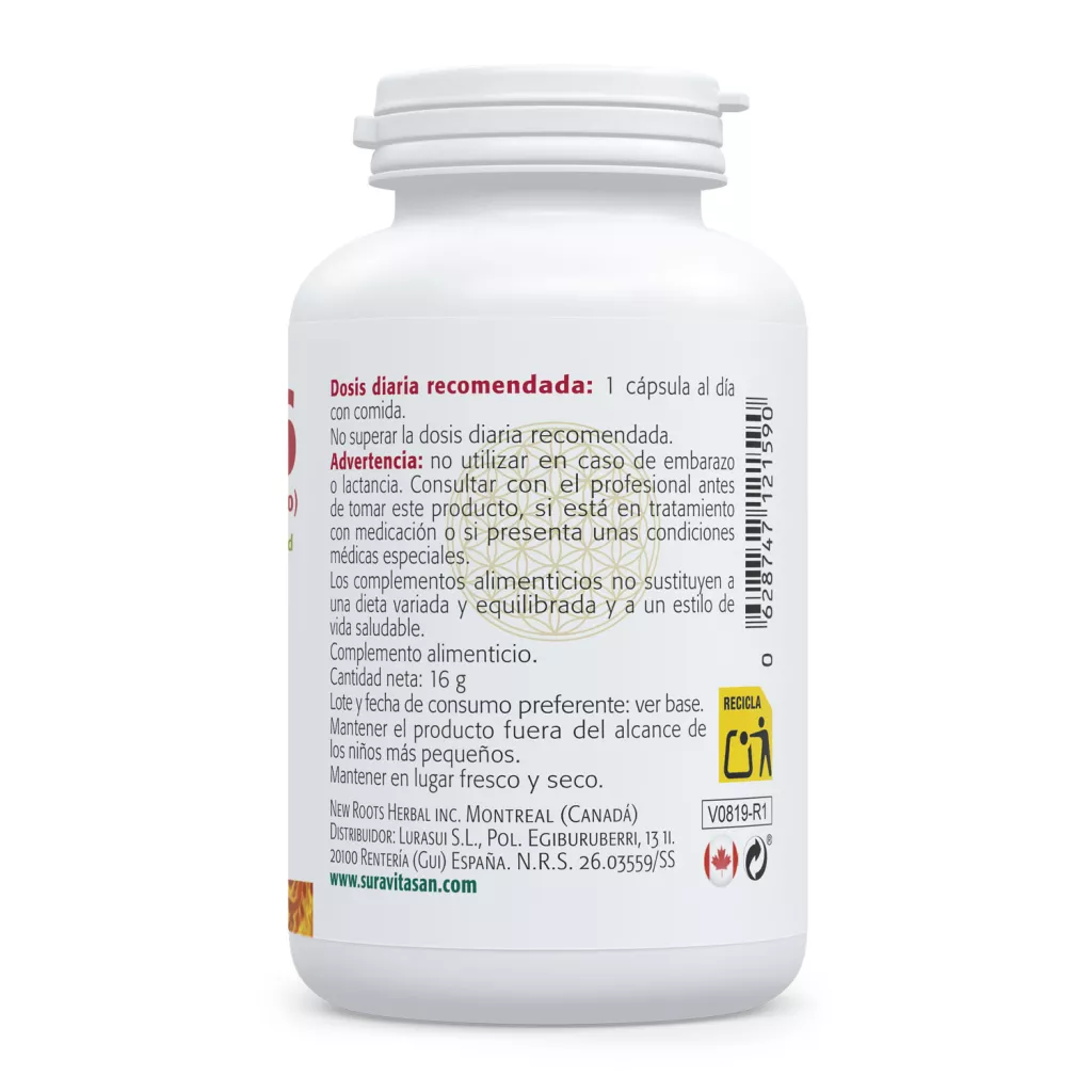 Envase de Vitamina B6 12 mg forma coenzimada Sura Vitasan
