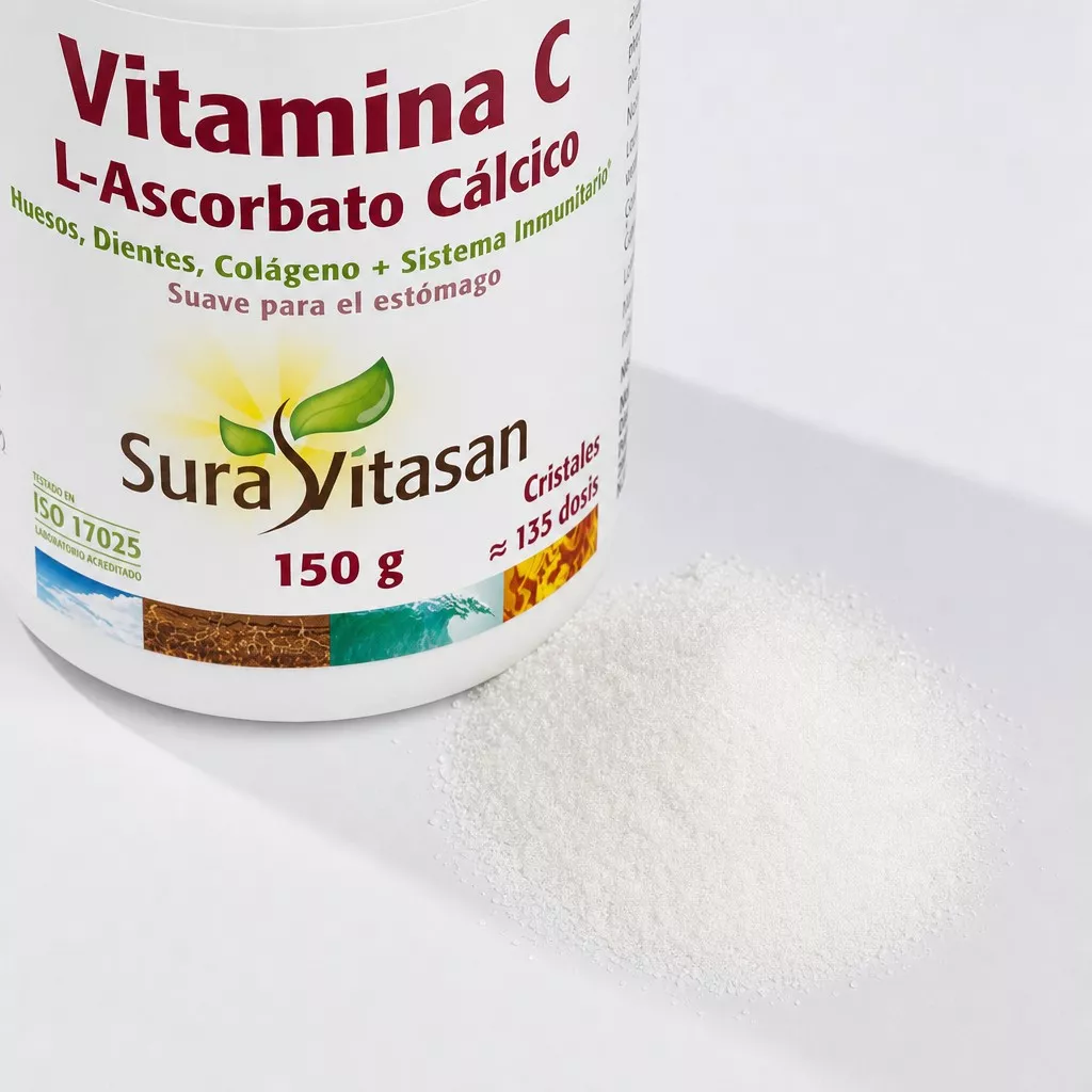 Envase de Vitamina C L-Ascorbato Cálcico 894 mg forma no ácida Sura Vitasan