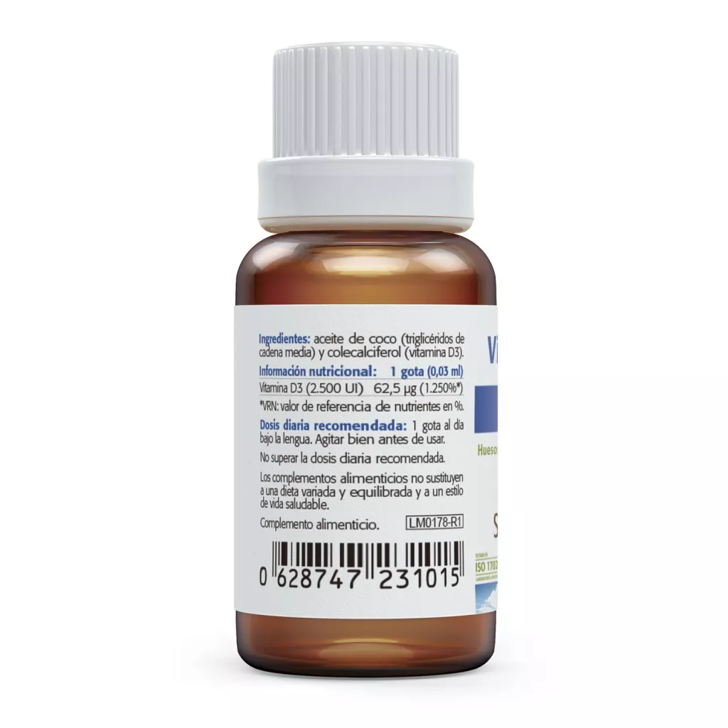 Envase de Vitamina D3 2.500 UI 62,5 μg Sura Vitasan