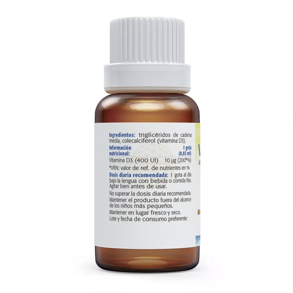 Envase de Vitamina D3 Peques 400 UI vitamina D infantil Sura Vitasan