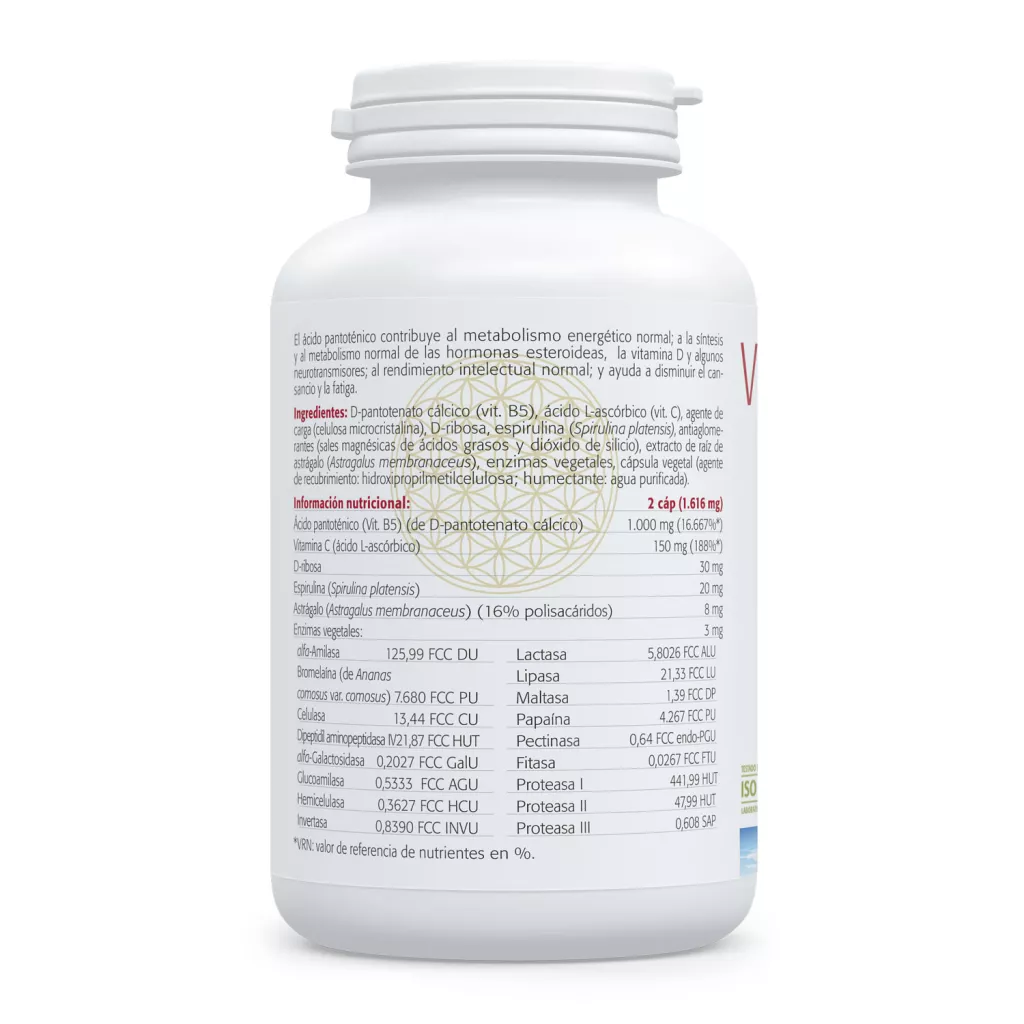 Envase de Vitamina B5 Sinergy ácido pantoténico con cofactores Sura Vitasan