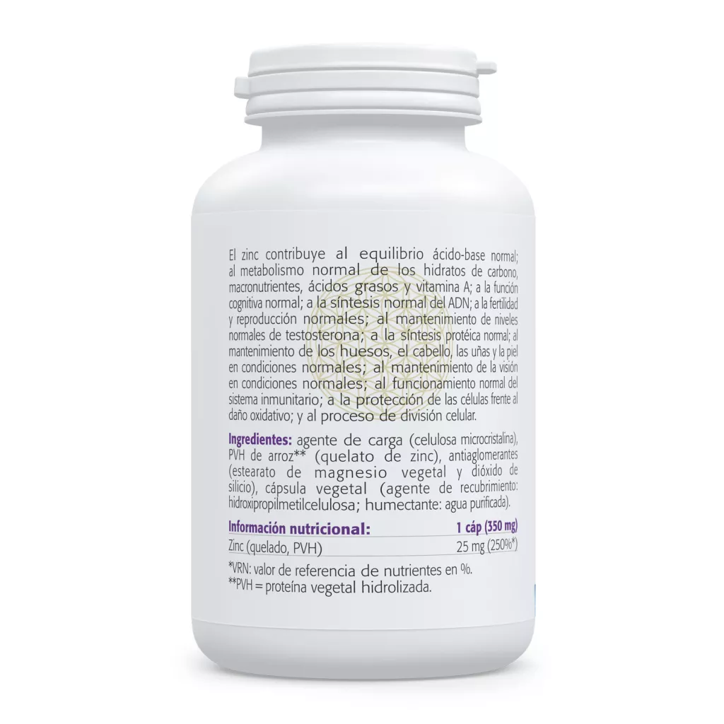 Envase de Zinc PVH Quelado 25 mg alta biodisponibilidad Sura Vitasan