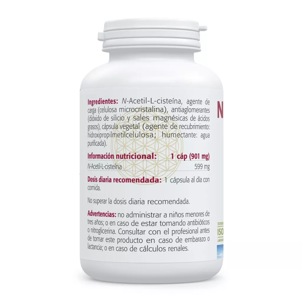Envase de N-Acetil Cisteína NAC 599 mg Sura Vitasan