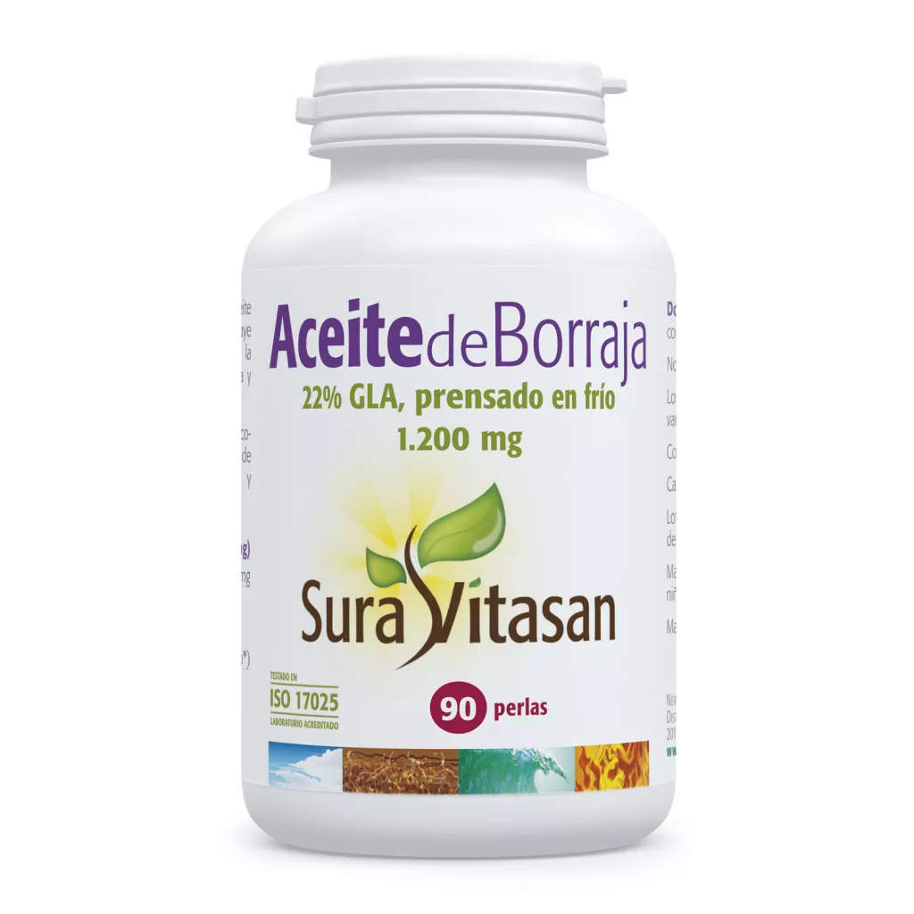 Envase de aceite de borraja 1.200 mg 22% GLA de Sura Vitasan