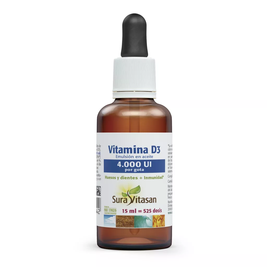 Envase de Vitamina D3 4.000 UI 100 μg Sura Vitasan