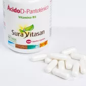 Envase de ácido D-pantoténico 500 mg vitamina B5 Sura Vitasan