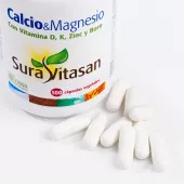 Envase de calcio, magnesio vitamina D, zinc y boro Sura Vitasan