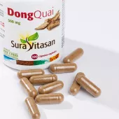 Envase y capsuals de Dong Quai 500 mg Angelica sinensis Sura Vitasan