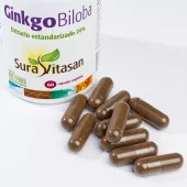 Envase + cápsulas de Ginkgo Biloba extracto estandarizado Sura Vitasan