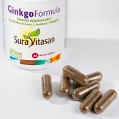 Envase de Ginkgo Fórmula + capsulas rendimiento mental Sura Vitasan