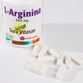 Envase de L-Arginina 500 mg aminoácido en forma libre Sura Vitasan