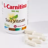 Envase de L-Carnitina 500 mg metabolismo de grasas Sura Vitasan