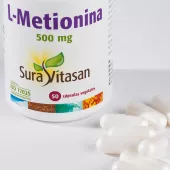 Envase de L-Metionina 500 mg aminoácido azufrado Sura Vitasan