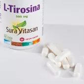 Envase de L-Tirosina 500 mg aminoácido para neurotransmisores Sura Vitasan