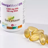 Envase de Omega Mood-EPA 1000 mg EPA y 100 mg DHA Sura Vitasan