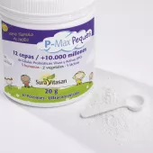 Envase de P-Max Peques probiótico infantil 10000 millones UFC Sura Vitasan