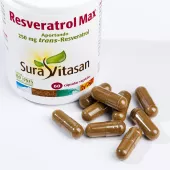 Envase de Resveratrol Max 250 mg trans-resveratrol Sura Vitasan
