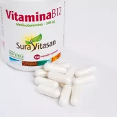 Envase de Vitamina B12 500 microgramos metilcobalamina Sura Vitasan
