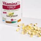Envase de Vitamina D3 2.500 UI 62,5 μg Sura Vitasan